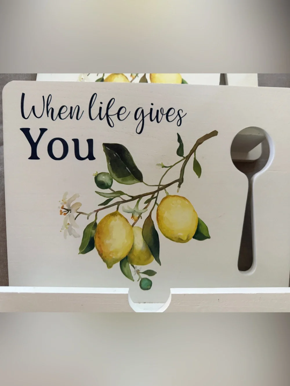 When Life Gives You Lemons Cookbook Stand - White with Yellow Lemon Design